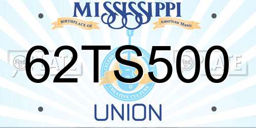 62TS500 Mississippi License Plate