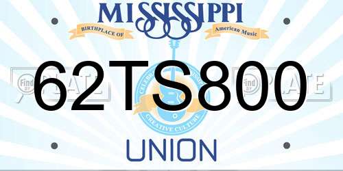 62TS800 Mississippi License Plate