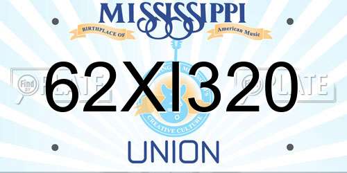 62XI320 Mississippi License Plate