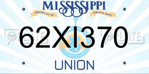 62XI370 Mississippi License Plate
