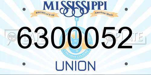 6300052 Mississippi License Plate