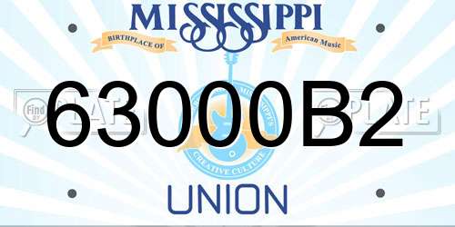 63000B2 Mississippi License Plate