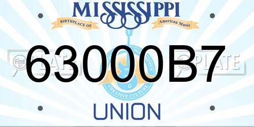 63000B7 Mississippi License Plate
