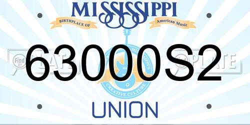 63000S2 Mississippi License Plate