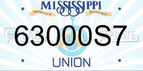 63000S7 Mississippi License Plate