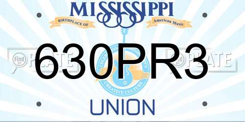 630PR3 Mississippi License Plate