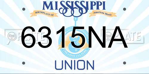6315NA Mississippi License Plate