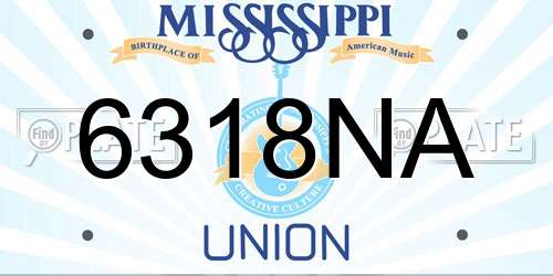 6318NA Mississippi License Plate