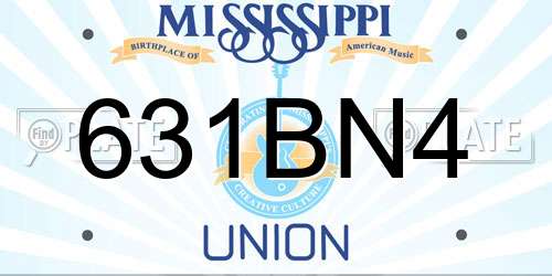631BN4 Mississippi License Plate