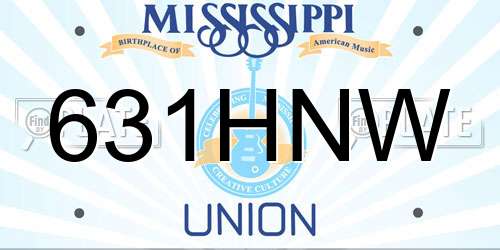 631HNW Mississippi License Plate