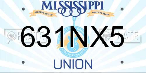 631NX5 Mississippi License Plate