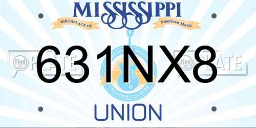631NX8 Mississippi License Plate