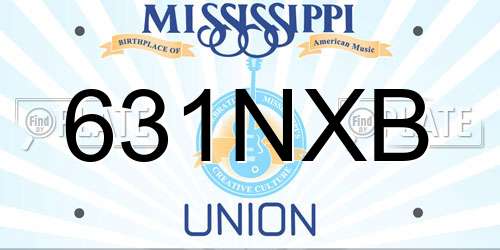 631NXB Mississippi License Plate