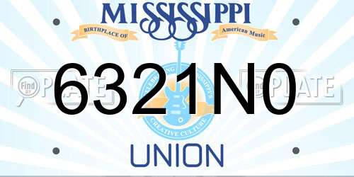 6321N0 Mississippi License Plate