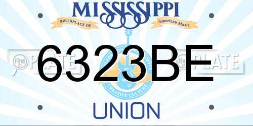 6323BE Mississippi License Plate