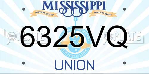 6325VQ Mississippi License Plate