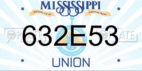 632E53 Mississippi License Plate
