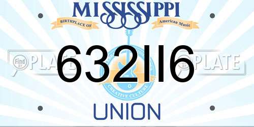 632II6 Mississippi License Plate