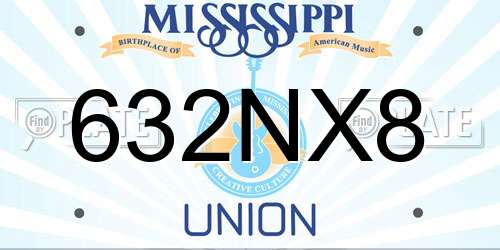 632NX8 Mississippi License Plate