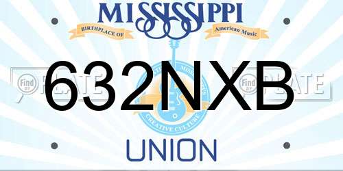 632NXB Mississippi License Plate