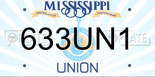 633UN1 Mississippi License Plate
