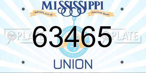 63465 Mississippi License Plate