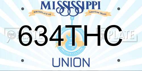 634THC Mississippi License Plate