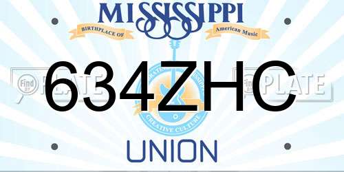 634ZHC Mississippi License Plate
