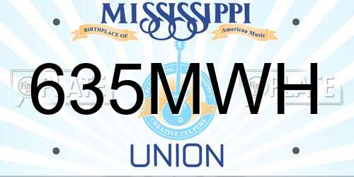 635MWH Mississippi License Plate