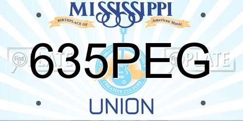 635PEG Mississippi License Plate