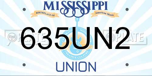 635UN2 Mississippi License Plate
