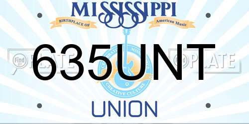 635UNT Mississippi License Plate