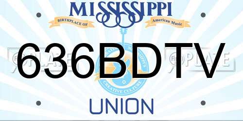 636BDTV Mississippi License Plate