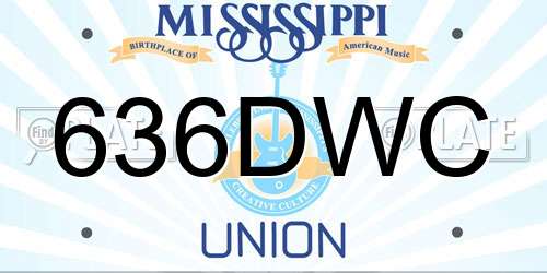 636DWC Mississippi License Plate