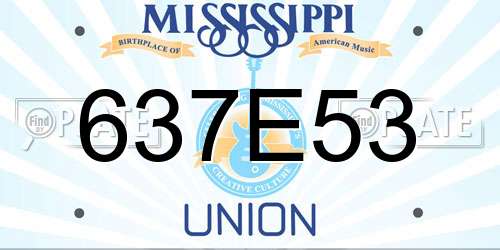 637E53 Mississippi License Plate