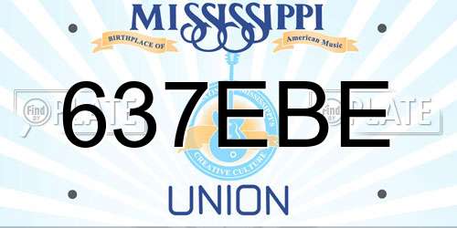 637EBE Mississippi License Plate