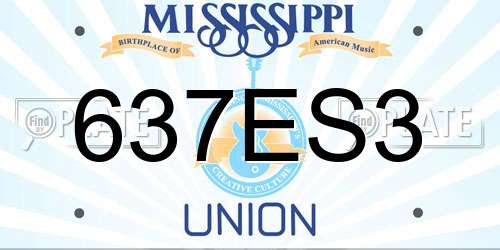 637ES3 Mississippi License Plate