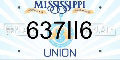 637II6 Mississippi License Plate