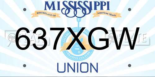 637XGW Mississippi License Plate