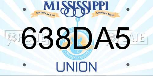 638DA5 Mississippi License Plate