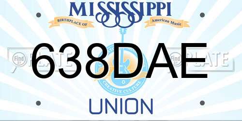 638DAE Mississippi License Plate
