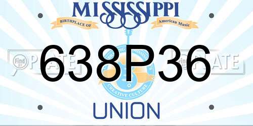 638P36 Mississippi License Plate