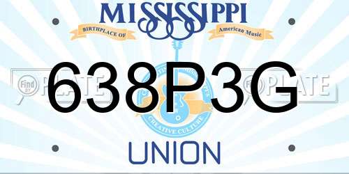 638P3G Mississippi License Plate