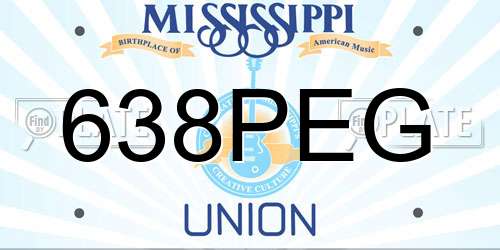 638PEG Mississippi License Plate