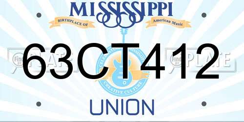63CT412 Mississippi License Plate