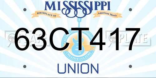 63CT417 Mississippi License Plate