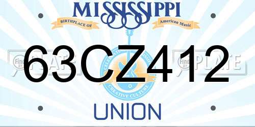 63CZ412 Mississippi License Plate