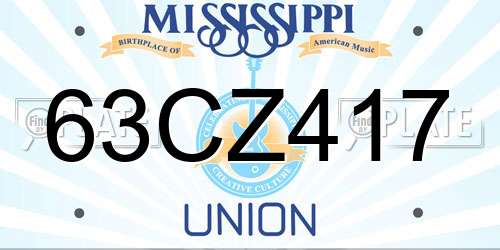 63CZ417 Mississippi License Plate