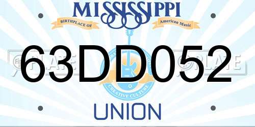 63DD052 Mississippi License Plate