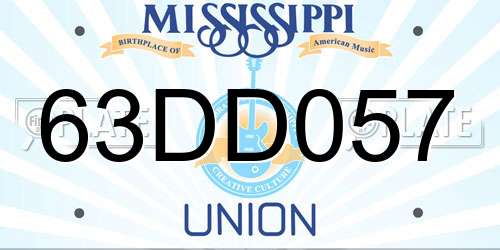63DD057 Mississippi License Plate